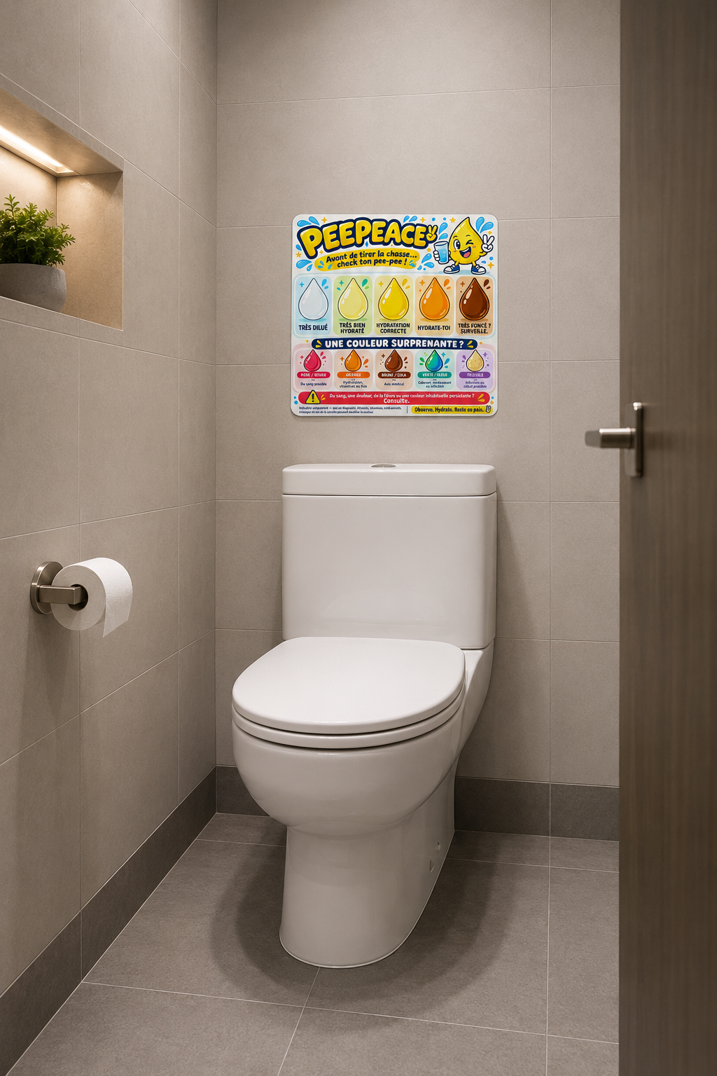 PeePeace installé dans des toilettes